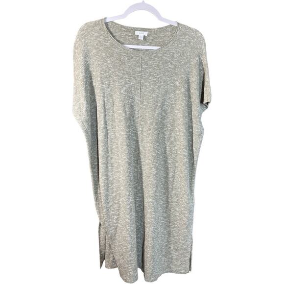 J. Jill Pure Jill Dolan Short Sleeve Knit Dress Green Minimalist Lagenlook M - Picture 1 of 9